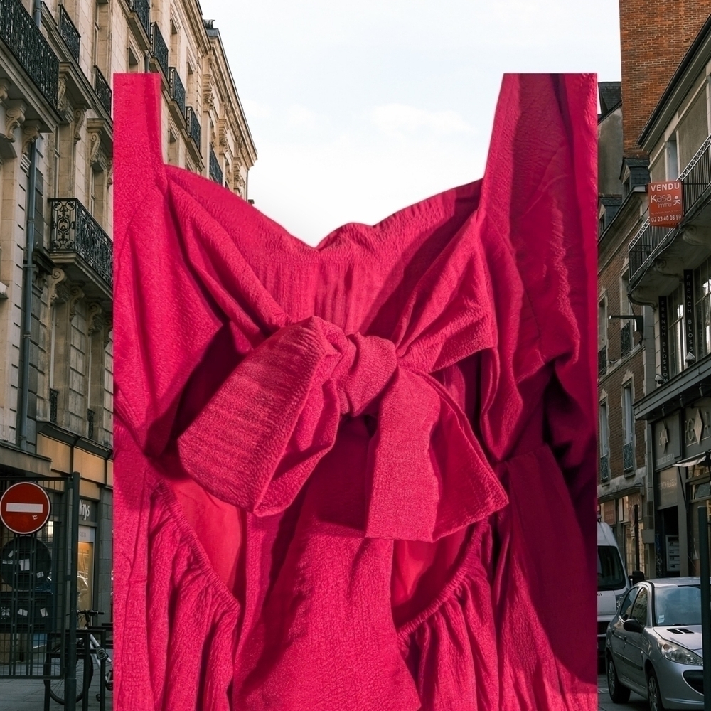 NWT Davi & Dani Textured Red Women's Dress With Tie Back Size 1X - Picture 11 of 14